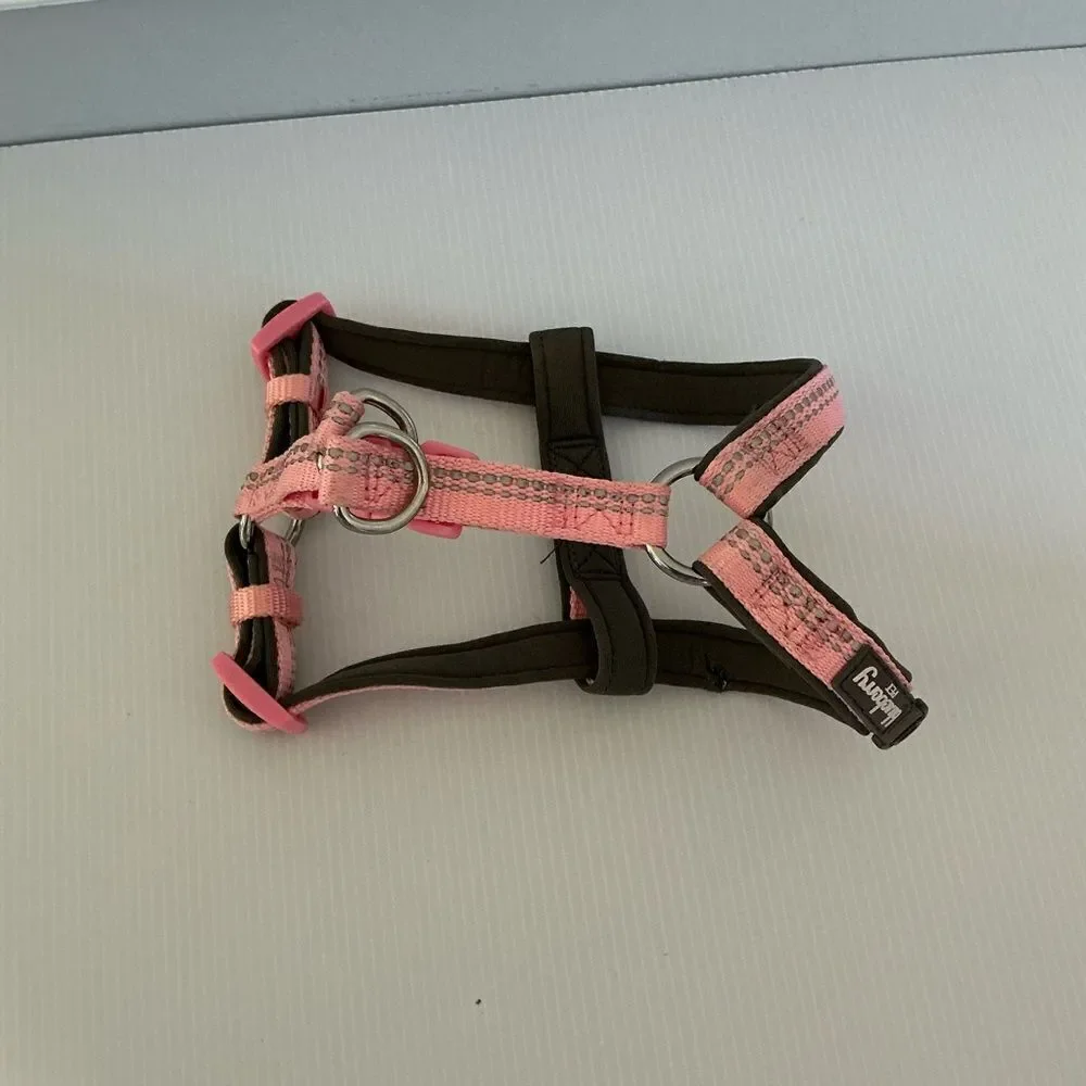 Blueberry Pet Pink and Black Dog Harness with reflective stripe